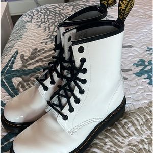 Dr. Martens 1460 White Smooth Leather Lace Up Boots Women’s 7